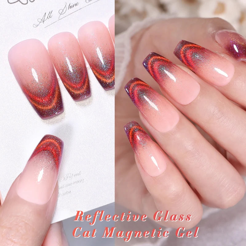 BORN PRETTY 10ml Rose Gold Cat Magnetic Gel Polish Pink Orange Soak Off UV LED Varnis Semi Permanent for Nail Art Design at Home
