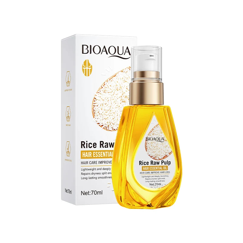 Rice puree hair care essential oil, smooth and repairing conditioner, used to improve frizzy, damaged, split ends, dry hair