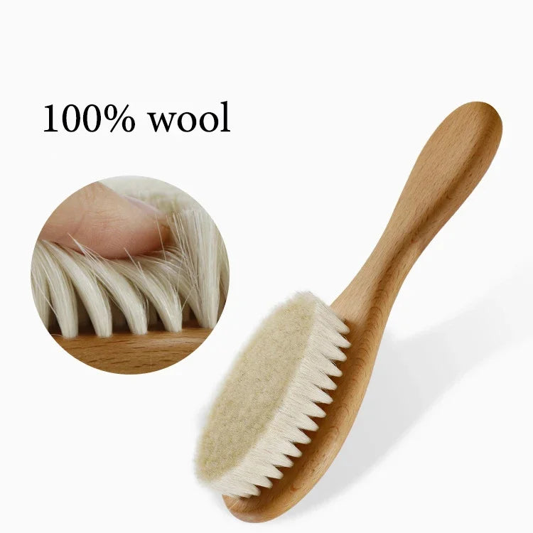 Wooden Baby Brush Wool Comb New Born Hair Brush Infant Head Massager Bath Brush Comb for Kids