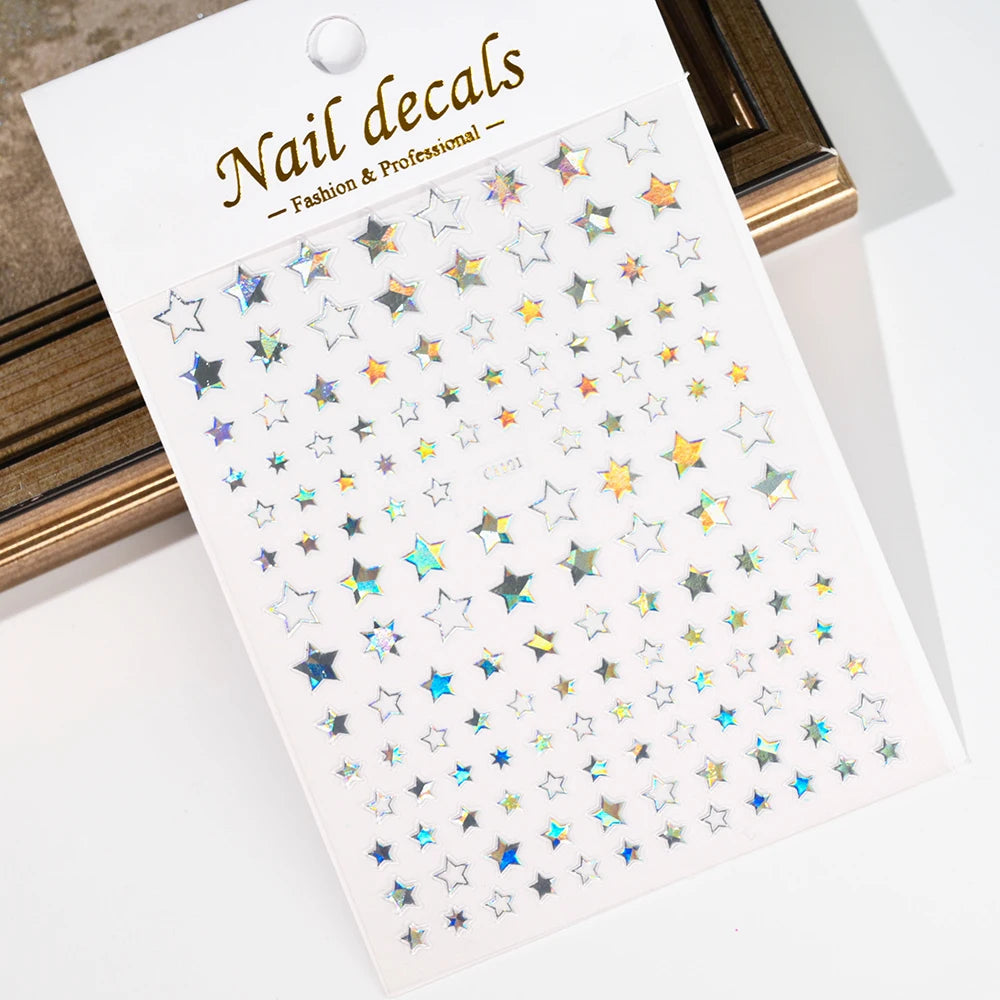 1pcs Star-Themed Nail Art Stickers 3D Self-Adhesive Plastic Decals With Glitter Finish Anime Rectangle Shape Ideal For DIY Nails