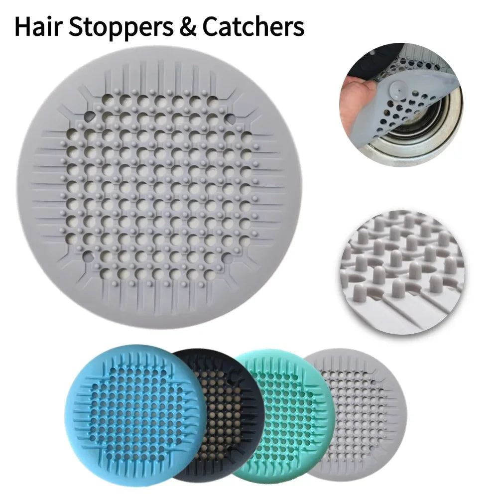 1/2/4Pcs Shower Drain Hair Catcher Drain Cover Bathroom Tub with Suction Cup 5.5 Inches Silicone Sink Strainer Suit for Bathtub