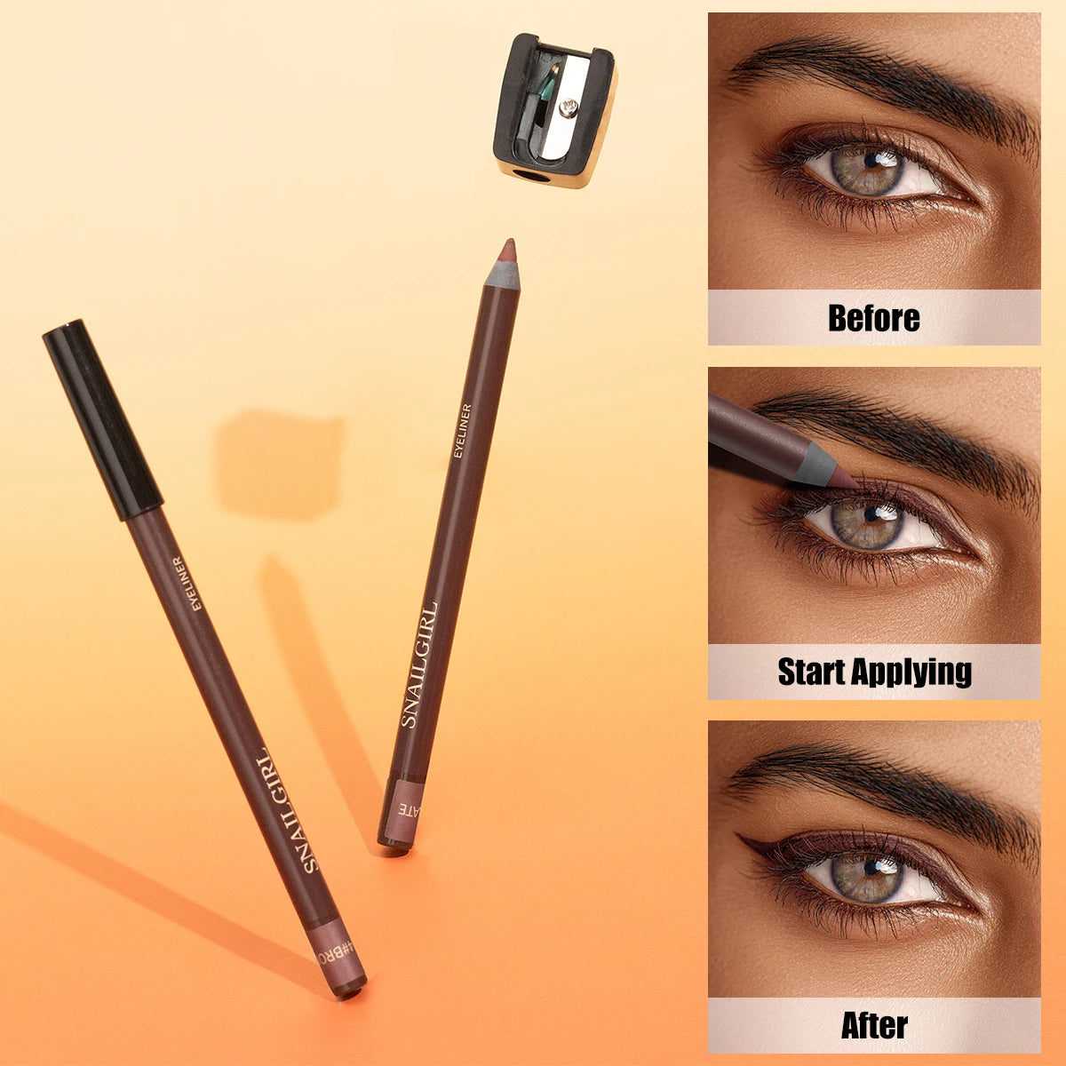 Waterproof Black Brown Eyeliner Gel Pencil Ultra-fine Matte Smooth Quick Dry Non-Smudge Easy Wear Eyeliner Pen Makeup for Eyes