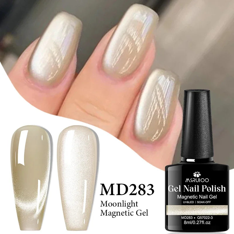 8ml Moonlight Cat Magnetic Gel Nail Polish Pink Silver Glitter Semi Permanent UV Gel Varnish Soak Off Nail Supplies Manicure