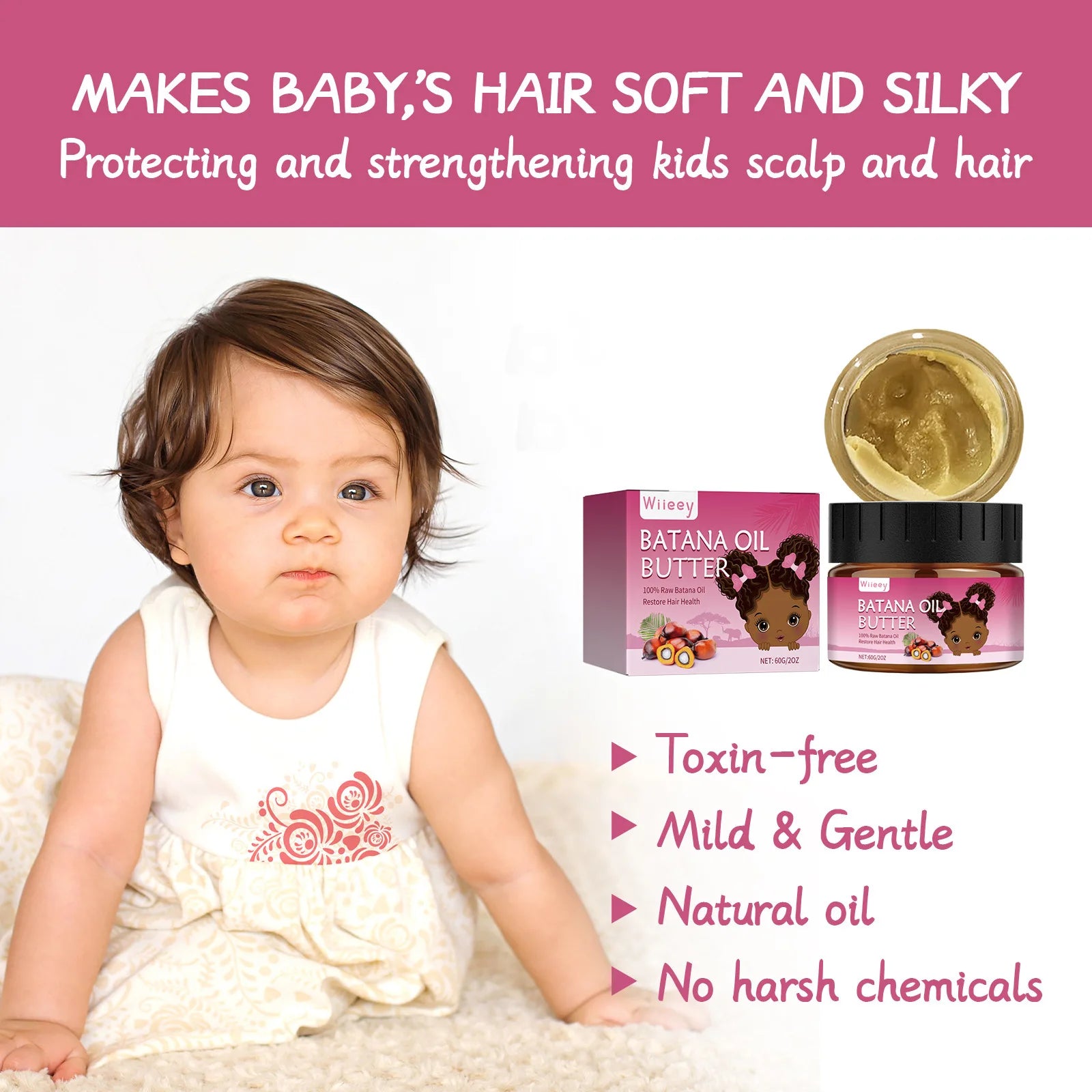 Batana Hair Essential Oil Improving Curly Reducing Dryness Loss Treatment Scalp Massage Promotes Wellness Kids Hair Growth Serum