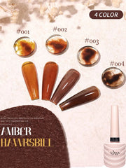 1-6pcs PSK Tortoiseshell Amber Gel Nail Polish 2026 New Autumn Popular Maillard Brown Semi Transparent Amber Dyeing Gel NaIl Art