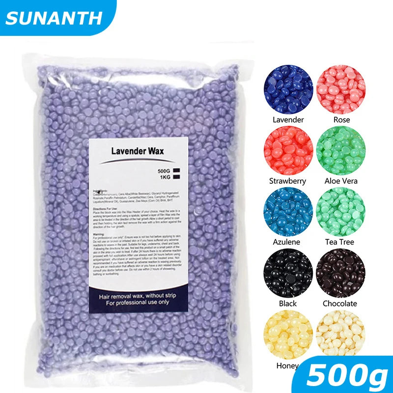 500g/1000g Depilatory Wax Beans Hot Film Painless Waxing Beads Hard Wax Beans Heating Wax Machine Bikini Face Body Hair Removal