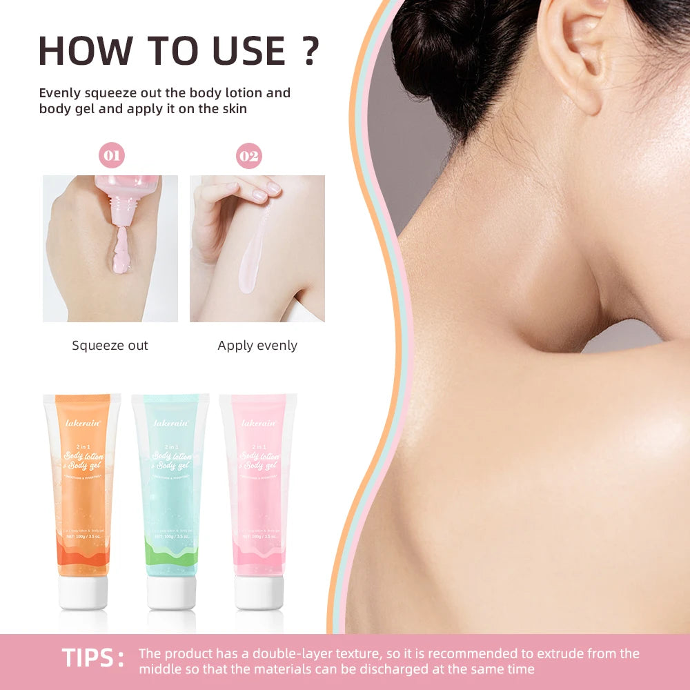 2-in-1 Body Lotion Body Gel Nature Lock Water Anti Aging Brightening Repairing Improve Skin Elasticity Double-tube Body Lotion