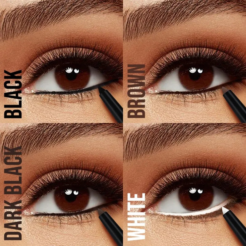 Dual-ended Black Gel Eyeliner Pencil, Waterproof Long-lasting Easy To Apply, Soft Cotton Head Eyeliner Pen, Smooth Eyeliner Pen