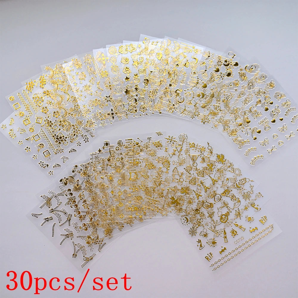 24/30pcs 3D Neon Summer Nail Stickers Set Colorful Daisy Flowers Leaves Nail Art Sticker Fluorescence Floral Adhesive Decoration