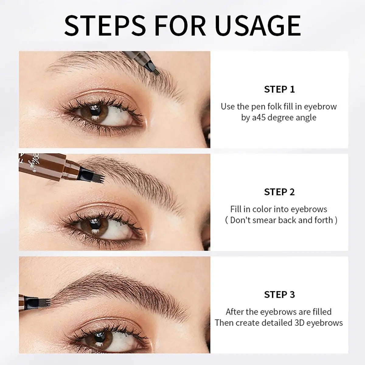 Waterproof Eyebrow Pencil, Quad Eyebrow Pencil, Natural Brow Makeup Long-Lasting Non-Fade Liquid Water Eyebrow Pencil (5 Colors)