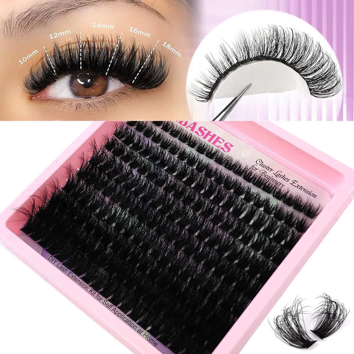 10Row 60D-120D 5D Fluffy Thick Lashes Clusters 10-18mmMix Wispy Individual Lashes Extensions Clusters DIY Makeup False Eyelashes