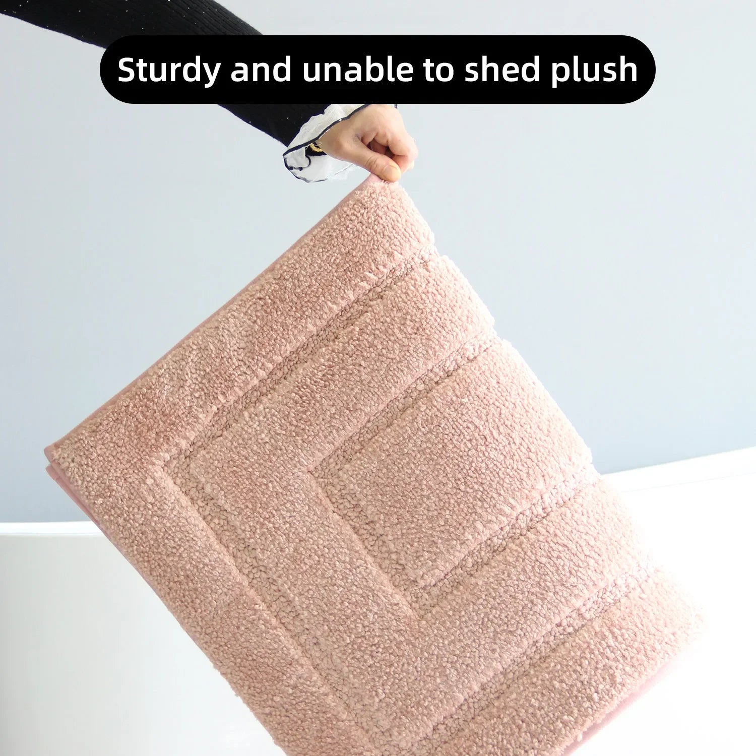 Plush bathroom floor mat with back shaped design, anti slip foot mat, bathtub absorbent mat, entrance door mat, bathroom small c