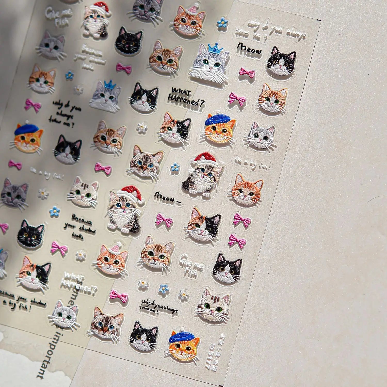 Fashion Silver Metallic Texture Nail Stickers 5D Embossed Stars Bow Love heart Cat Wings  Nail Art Stickers DIY nail decoration