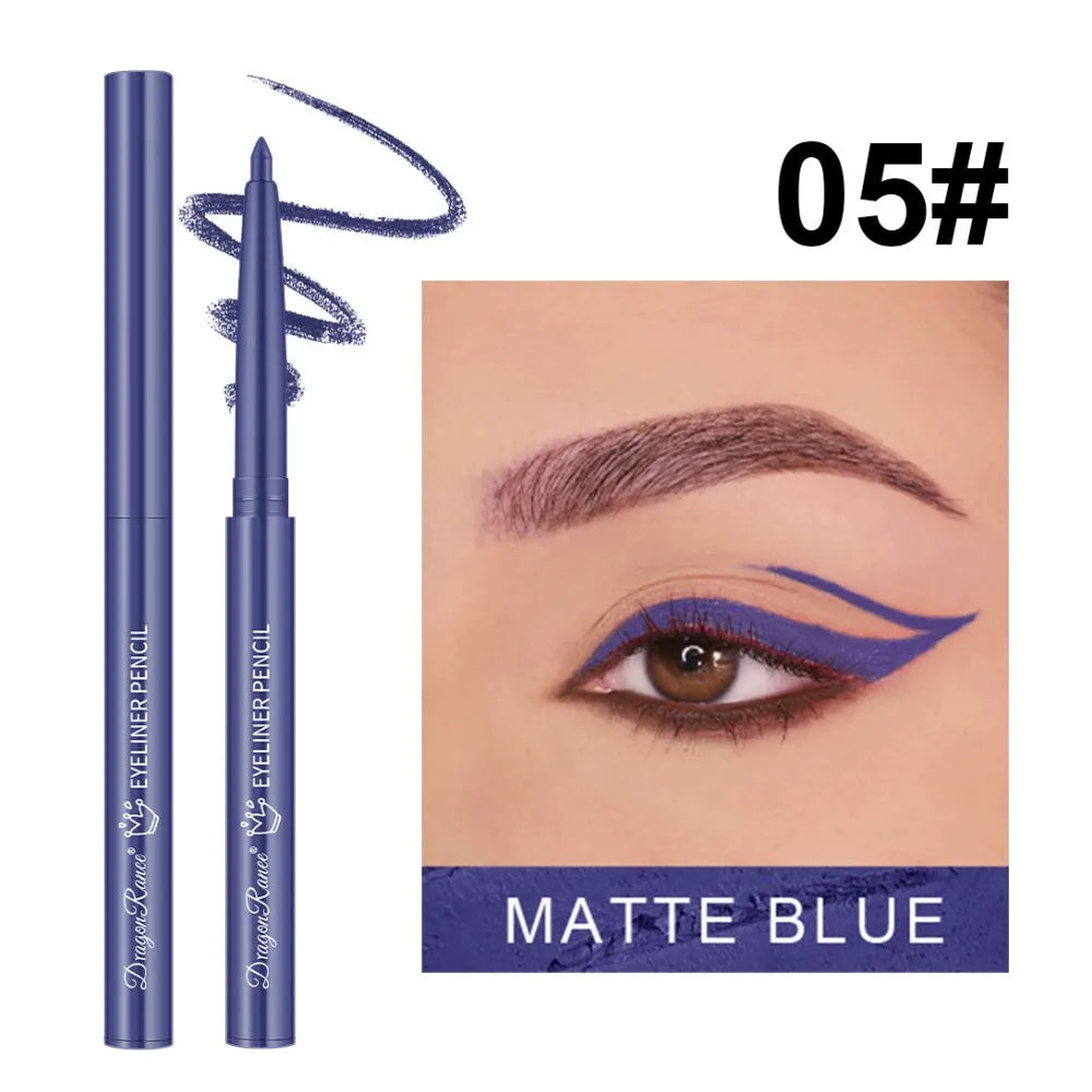 1Pc Ultra-fine Matte Smooth Waterproof Green Purple Eyeliner Gel Pencil Pearlescent White Eyeliner Easy Wear Eyeliner Pen Makeup