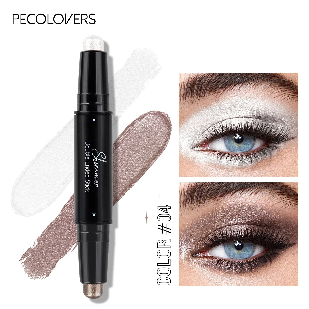Shimmer Brown Double Head Eyeshadow Stick Colorful High Waterproof Cream Eyes Shadow Pencil Long Lasting Makeup Cosmetic