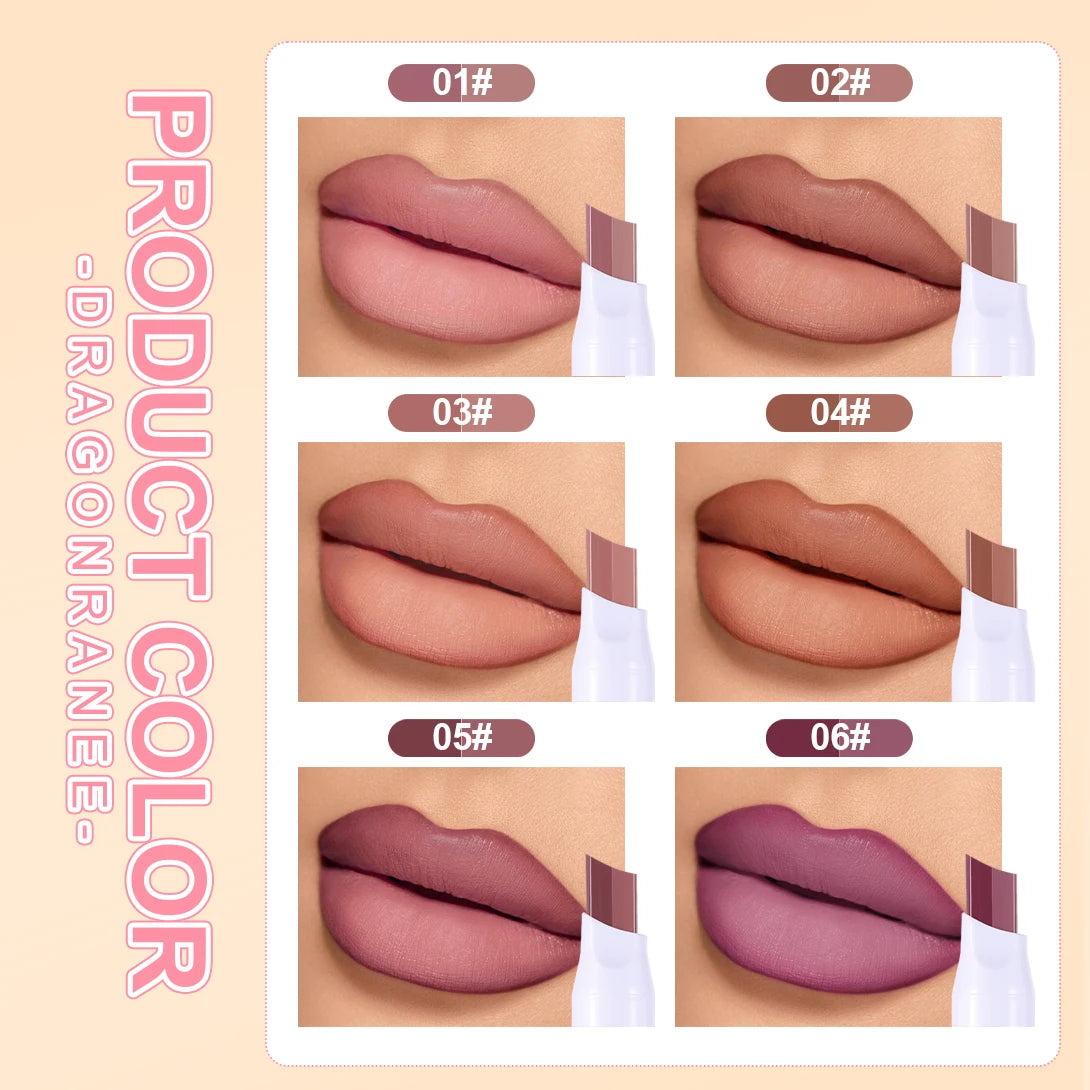 Two-Color Lipstick Pen, Matte Finish, Long-Lasting Effect, Two-Color, Fine Texture, Waterproof, Non-Fading Lip Gloss, Natural and Easy-To-Apply Lipstick