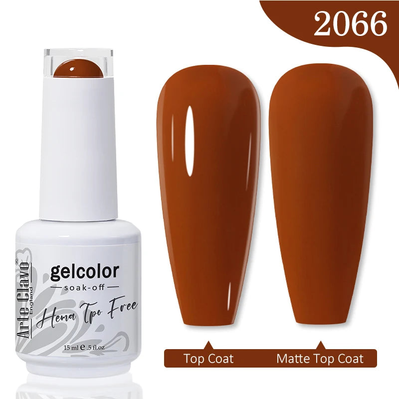 Arte Clavo 15ML Red Brown Color Gel Nail Polish Autumn Winter Nail Art Gel Nail Supplies Semi Permanent Soak Off UV Gel Varnish
