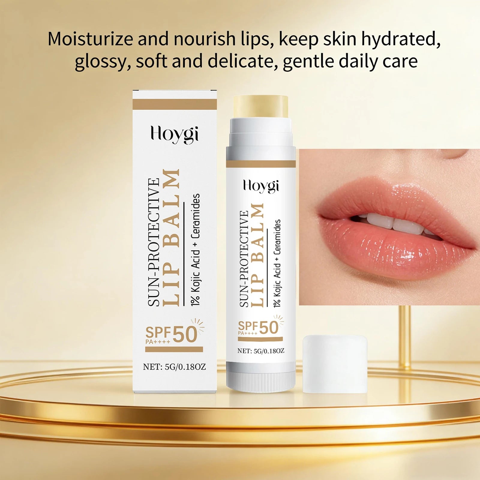 Sun Protective Lip Balm Spf 50+ Sunblock Fade Lip Lines Nourishing Moisturizing Kojic Acid Ceramide Lip Care Shining Lipstick