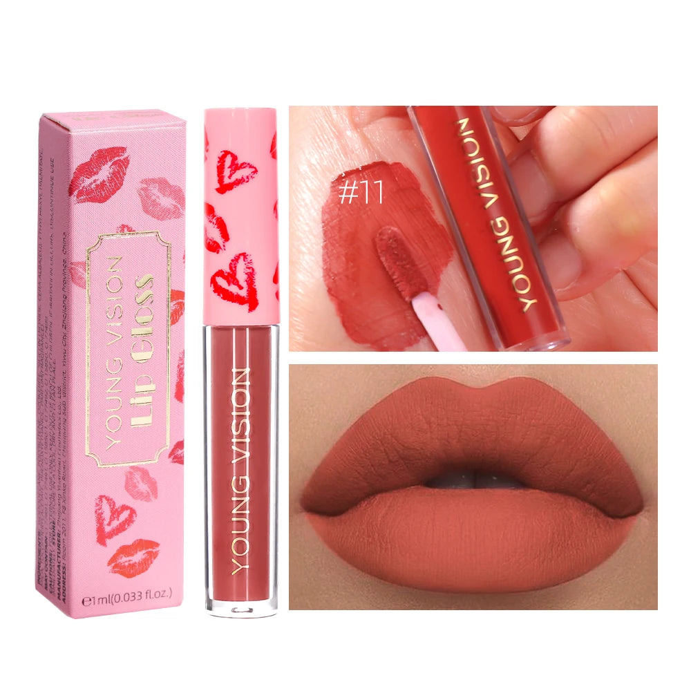 12 Color Matte Velvet Liquid Lip Gloss Long Lasting Non-Stick Cup Waterproof Intense Color Showing Lip Mud