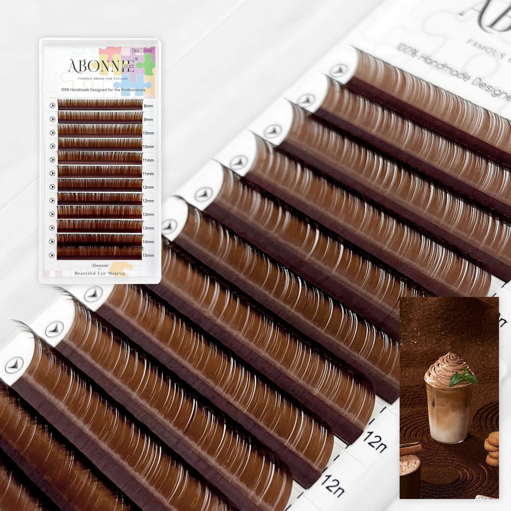 Abonnie 0.03 CC Curl Brown Classic Individual Eyelashes Russian Volume Lashes