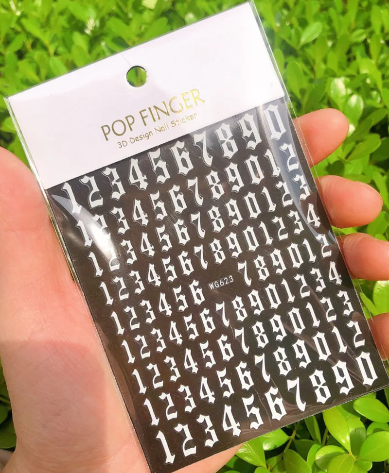 New Roman 26 English Alphabet Number 3D Self-adhesive Nail Art Decal Sticker Word Small Letter Nail Tattoos Decal Stickers