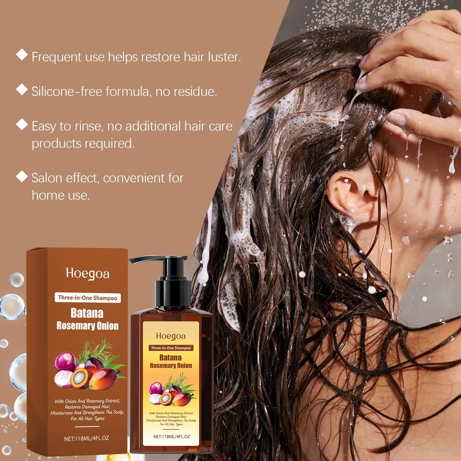 3 In 1 Batana Rosemary Onion Shampoo Deep Nourishing Scalp Remove Dandruff Long Lasting Scent Hair Scalp Cleaning Care Lotion