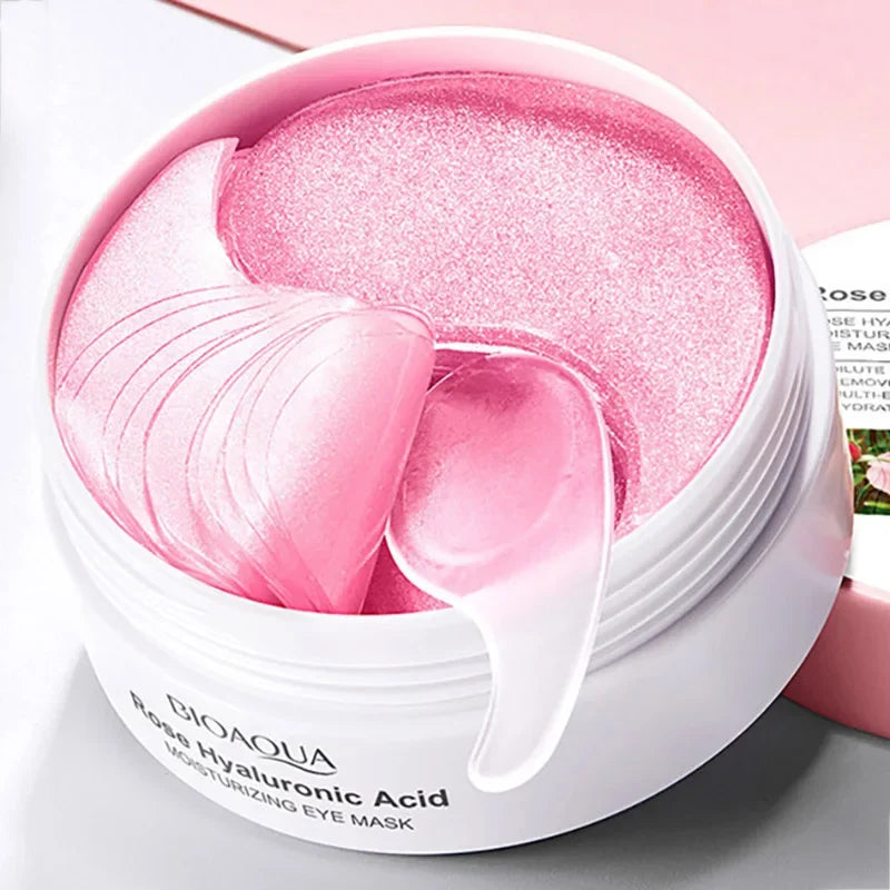 60Pcs Bioaqua Rose Hyaluronic Acid Eye Mask Anti Dark Circles Eye Bags Moisturizing Anti-Aging Eye Patches Skin Care Products
