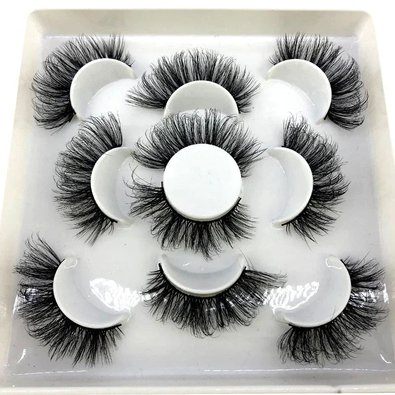 New 5 pairs of handmade mink eyelashes fake eyelashes natural nude makeup simulated cross messy eyes 3D curly eyelashes