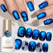 BORN PRETTY 10ml Rhine Lake Blue Cat Magnetic Gel Dark Blue Glitter Soak Off UV Gel Nail Art Varnish Manicure Nail Art Salon