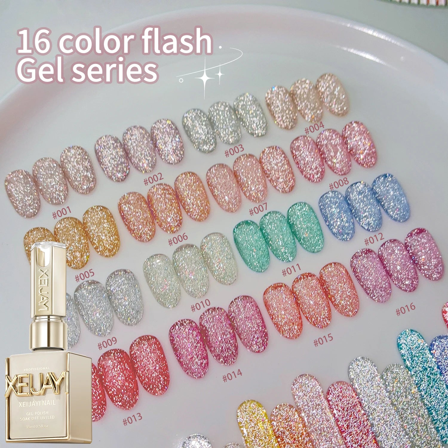 XEIJAYI 16Pcs 15ml Gel Nail Polish Set,UV LED Soaking Nail Gel, Semi-Permanent, DIY Salon Quality Nail Art Gel For Spring