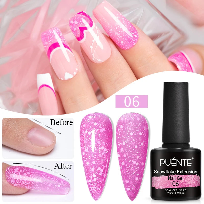 PUENTE 5ml Flower Fairy Gel Nail Polish Pink Blue Purple Natural Dried Flowers Gel For Nail Art Soak Off UV Varnish For Manicure
