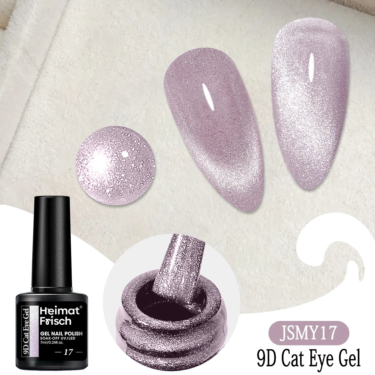 Heimat Frisch Single 0.24oz Crystal Cat Eye Gel Nail Polish - Holographic Glitter, Translucent and Magnetic Effect, Long-Lasting