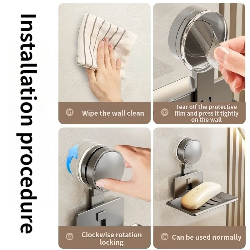 No-Drill Suction Cup storage rack soap storage rack Toilet drain box Wall-mounted bathroom soap storage rack Household soap box