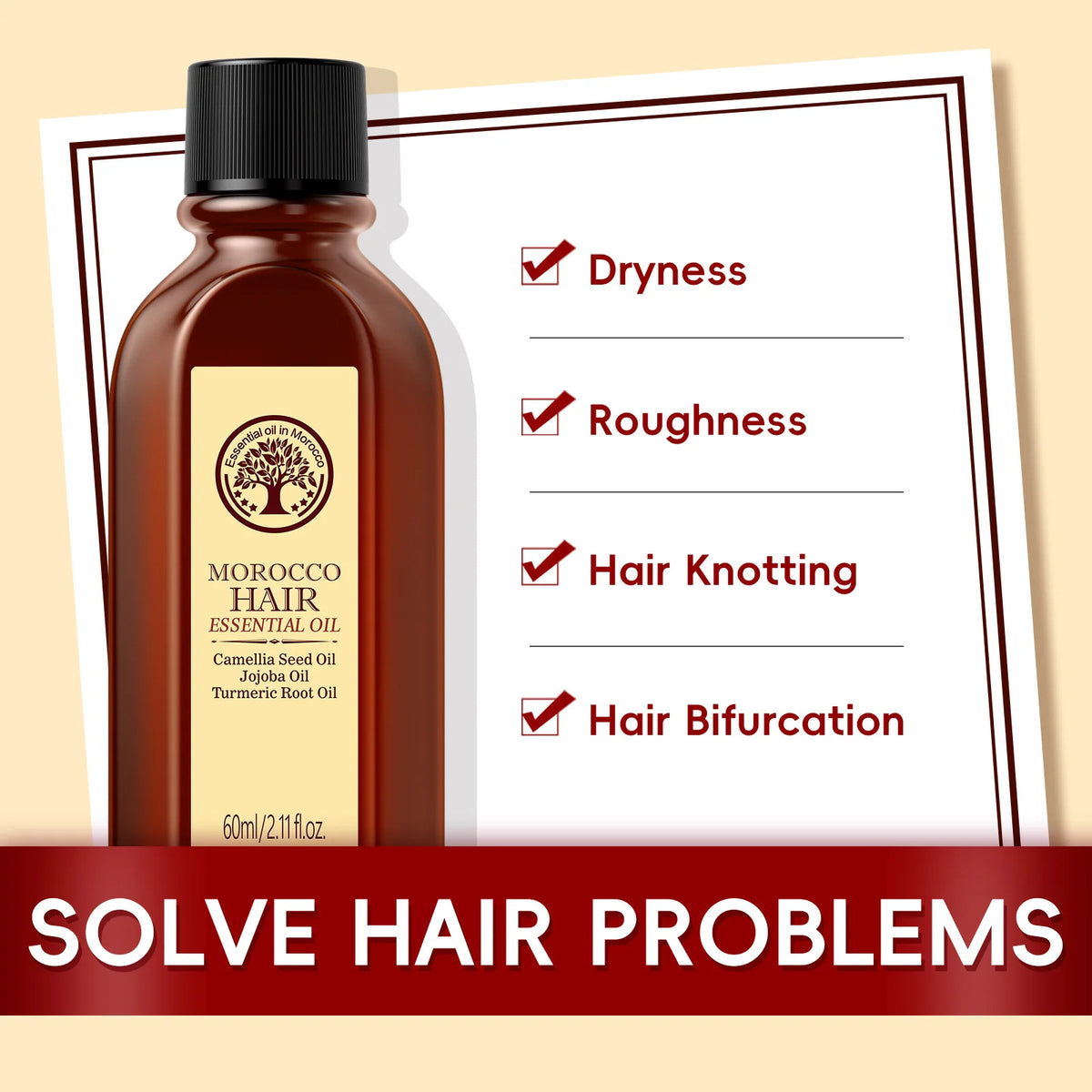 Laikou Morocco Hair Essential Oil 60ml Repair Damaged Hair Anti Frizz Nourishing Smoothing Argan Oil For All Hair Types