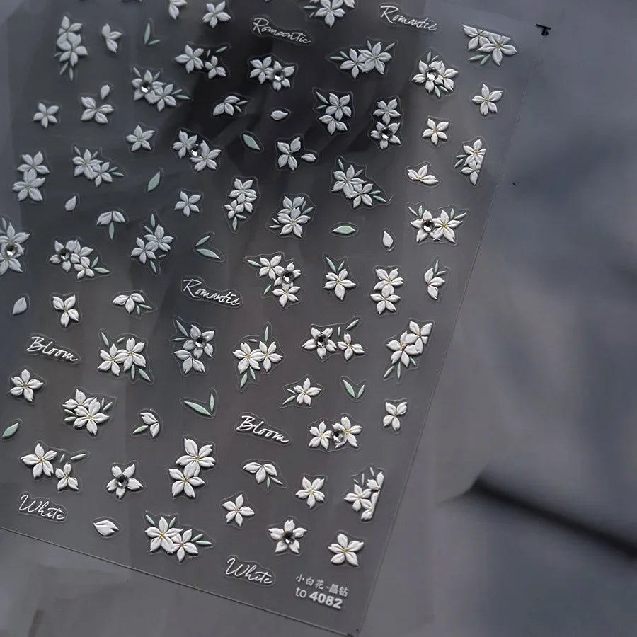 5D Jelly Flower Nail Stickers Delicate Petal Blossom Shiny Like Translucent Floral Self Adhesive Decoration Manicure Decal DIY