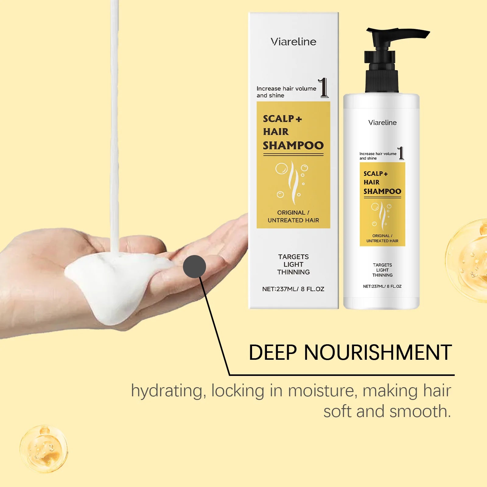 237ML Amino Acid Hair Shampoo Gentle Cleaning Dirts Nourishing Increase Hair Volume & Shine Strengthening Smoothing Hair Shampoo