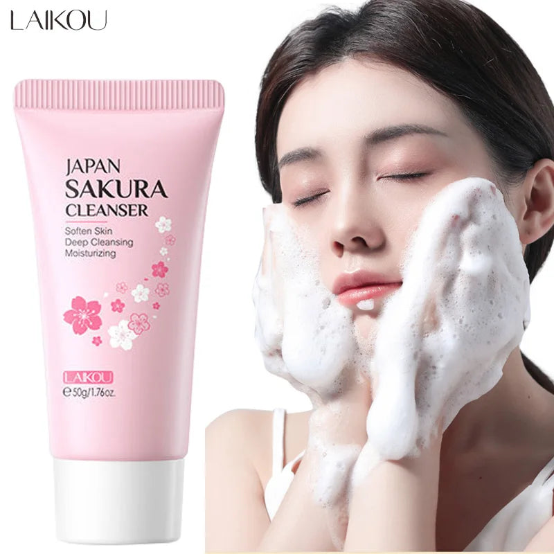 LAIKOU Facial Foaming Face Cleanser Facial Scrub Cleansing Acne Oil Control Blackhead Remover Shrink Pores Skin Care 50g