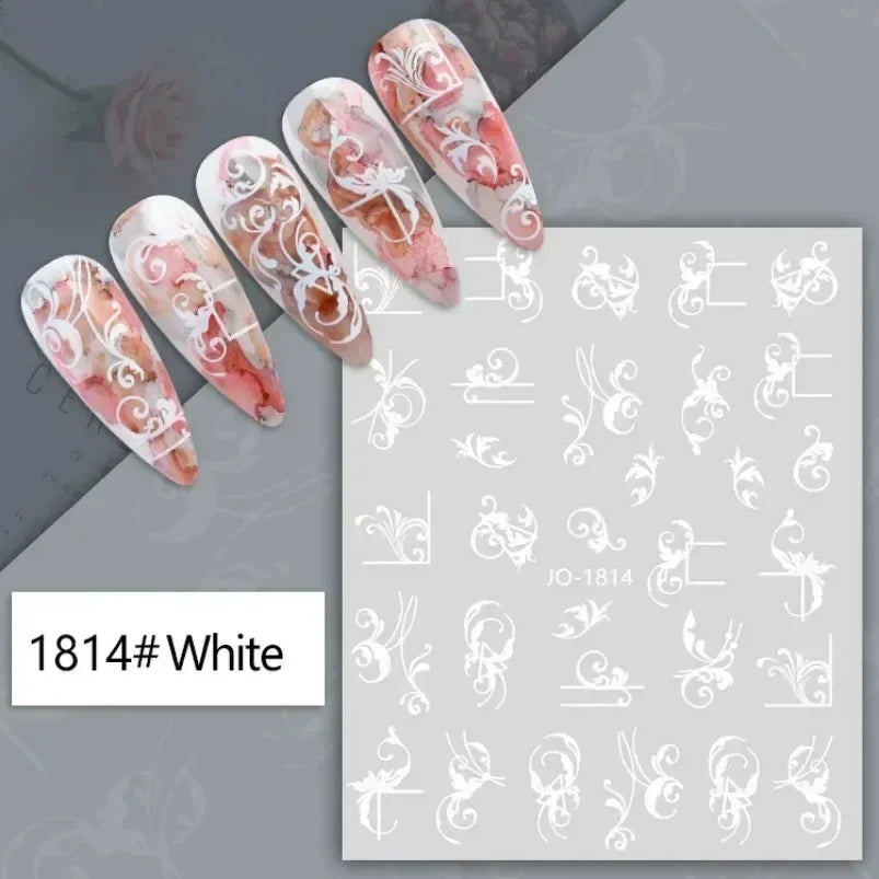Cherry Blossom 3D Nail Stickers White Flower Petals Nail Art Decals Elegant Wedding Design Spring Sakura Manicure Slider Decor