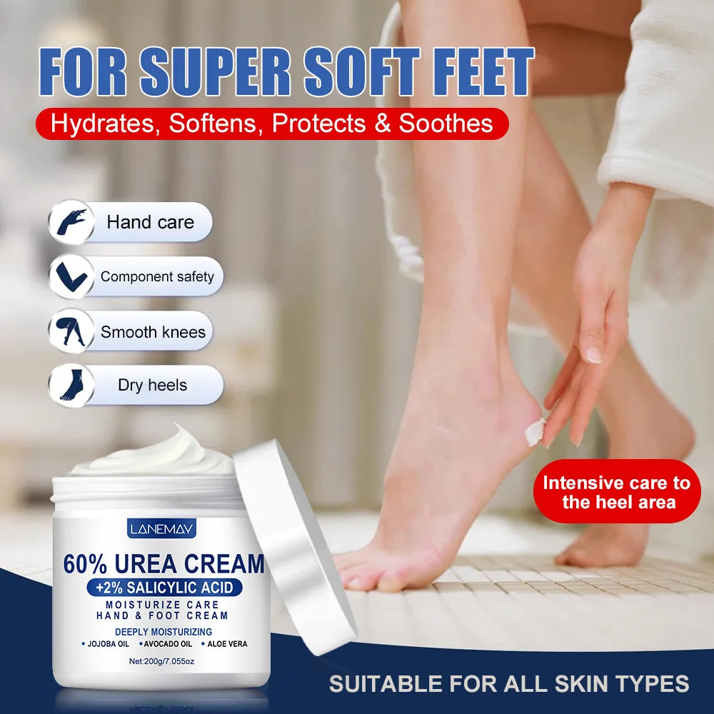 60% Urea Cream Hand & Foot, Moisturizing Cream Rich in Salicylic Acid and Glycerin , Suitable for Dry, Rough, Cracked Heels