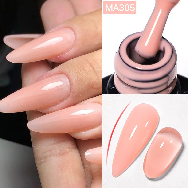 MEET ACROSS 7ml Pink Glitter Rubber Base Nail Gel Polish Sparkling Gold Foil DIY Nail Art Painting Gel Long Lasting Varnish
