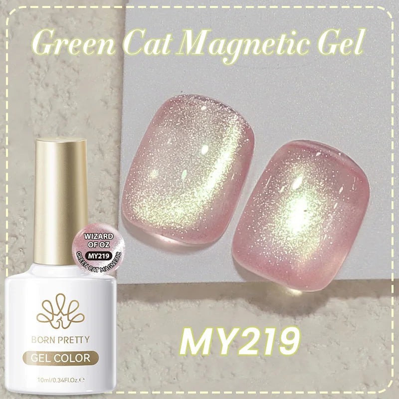 BORN PRETTY 10ml Autumn Gold Pink Glitter Cat Magnetic Gel Nail Polish Jelly Pink Semi Permanent Soak Off UV LED Varnish