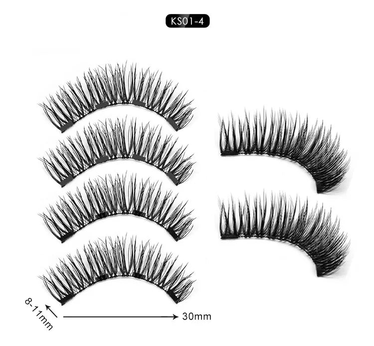 Three Magnet False Eyelashes No Trace of Glue Free 3d Magnetic Eyelashes Reuse Quick Stick Double/Four Magnetic Lashes Makeup