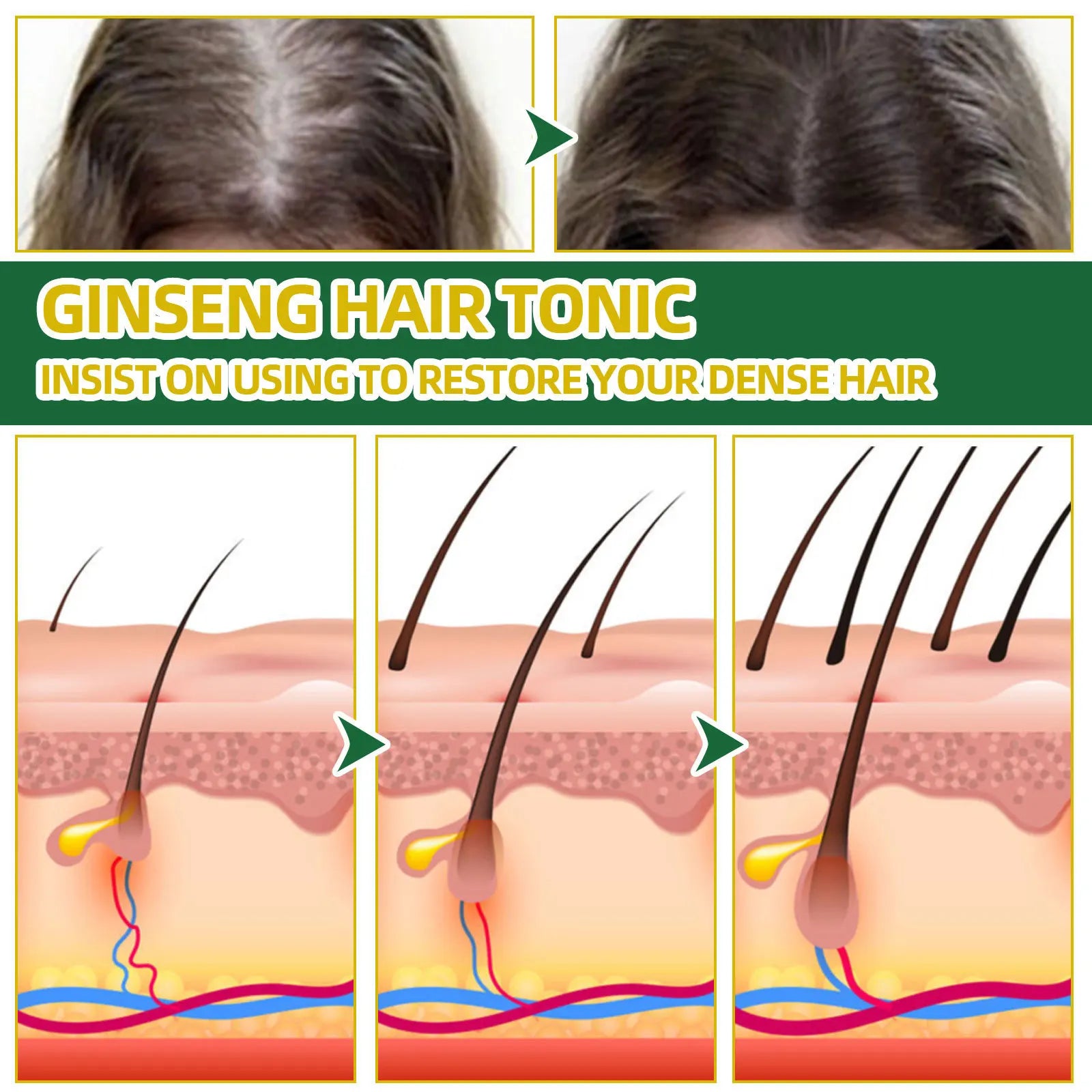 OUHOE Ginseng Hair Care Liquid Ginseng Essence Moisturizing and Softening Hair Care Spray
