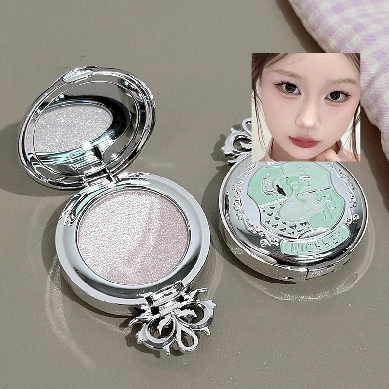 NICEKEY Monochrome Highlighter Champagne Gold Glitter Brighten Shiny Eye Makeup Diamond Shimmer Eyeshadow Palette Contouring