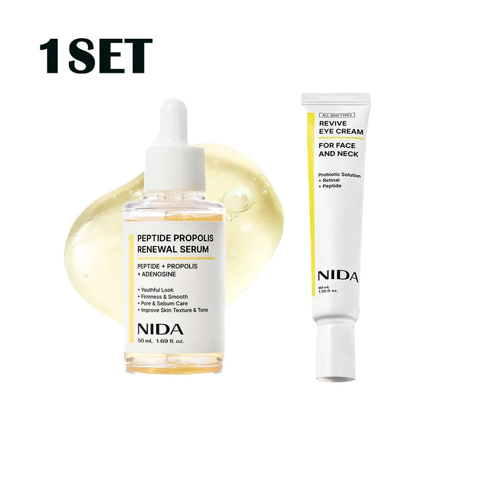 Peptide Propolis Skin Renewal Essence Eye Cream Set - Facial Hydrating Serum Anti Wrinkle Eye Treatment Gentle Moisturizing Skin