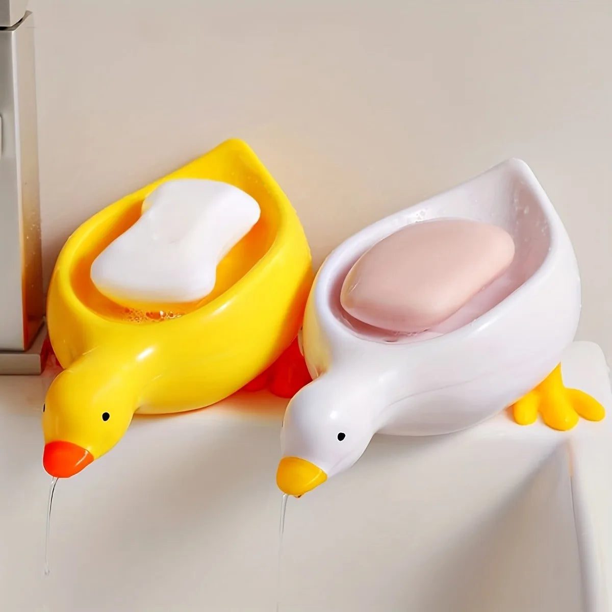 Duck Soap Dish - Cute Self Draining Soap Holder with Tray, Bathroom Decor Organizer for Sink Countertop | Novelty Gift Idea