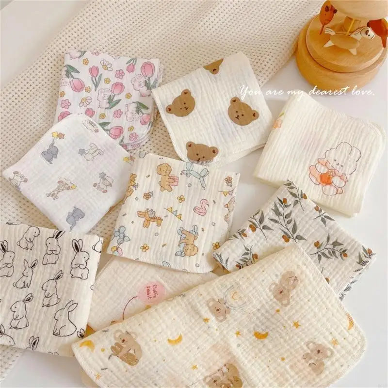 Baby Washcloth with 4-layer Baby Towel Reusable Baby Cotton Square Face Shower Bath Towel Soft Baby Wiping Bathing Feed