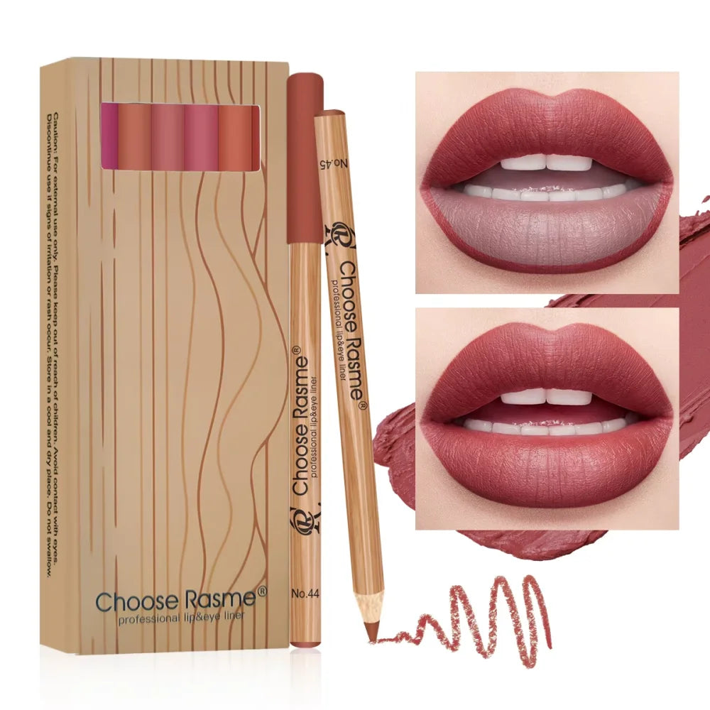 12 Color Nude Matte Lipstick Pencil Long-lasting Waterproof Lip Pencil High Pigmented Lip Liner Lip Makeup Tool
