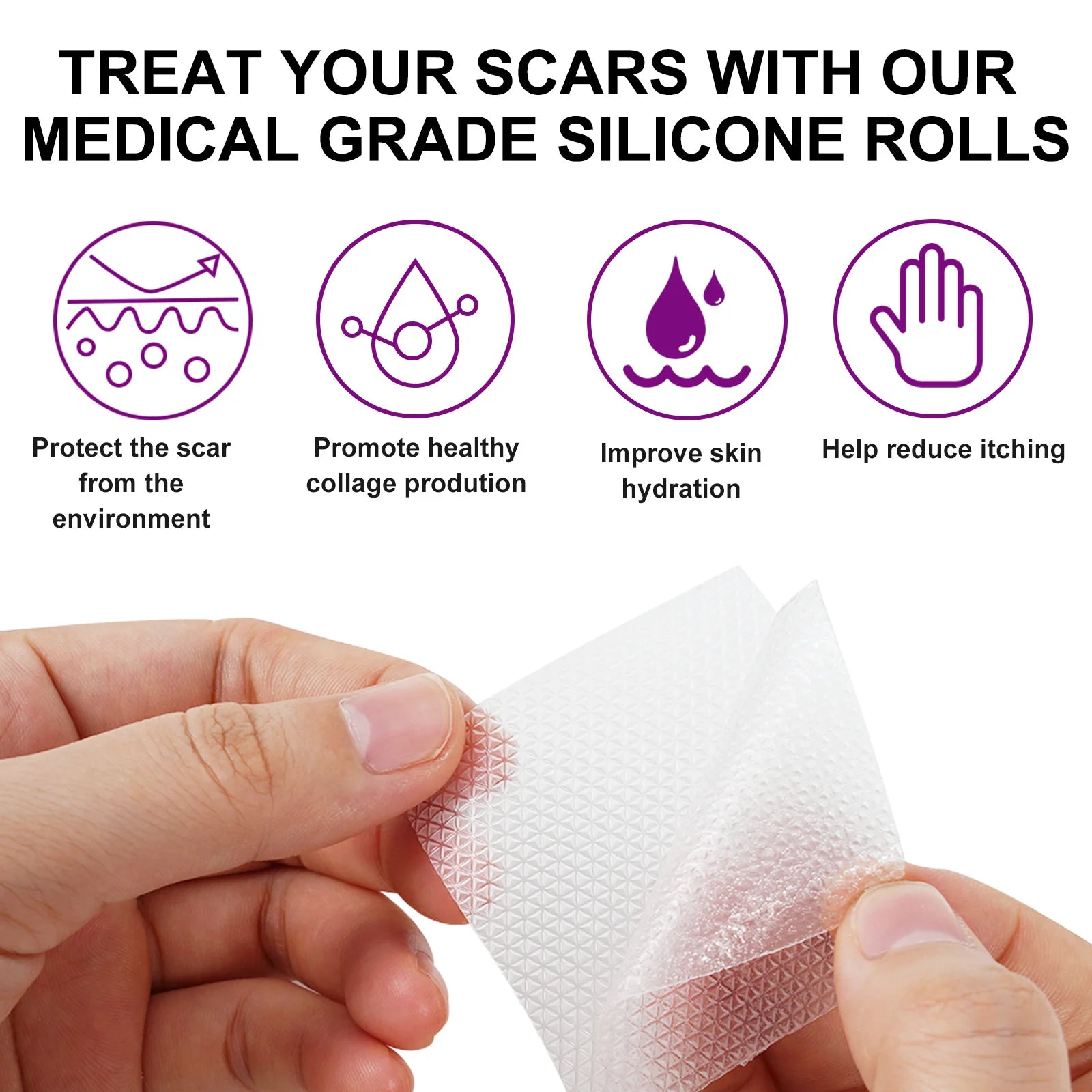 1/2 Rolls Silicone Scar Sheets Skin Repair Patch Removal Self-Adhesive Stretch Mark Tape Acne Scar Skin Care Therapy Patch Burn