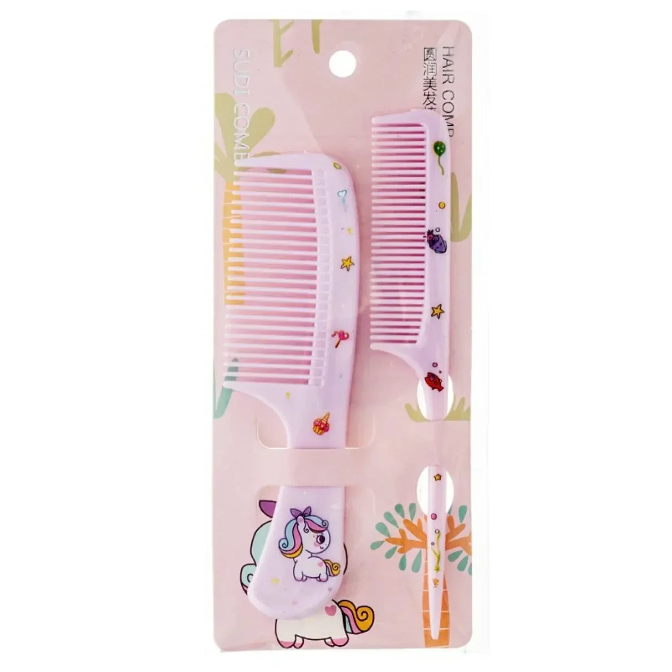 Cute Portable Anti-Static Plastic Hairdressing Comb Hairdressing 2Pcs For Girls Hair Comb Cartoon Baby Child Kids Hair Comb Set